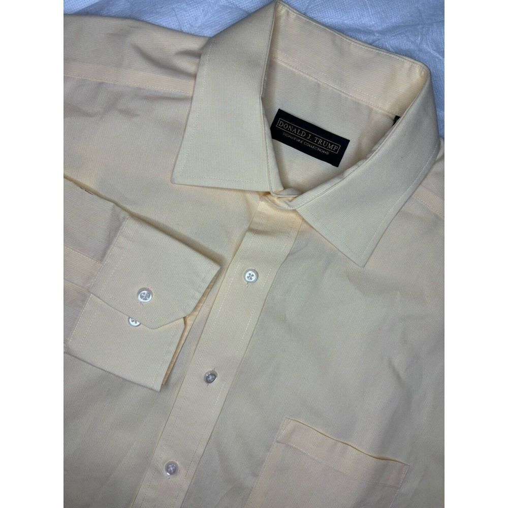Donald J. Trump Signature Collection Men's 17 36/37 Yellow Non Iron Dress Shirt
